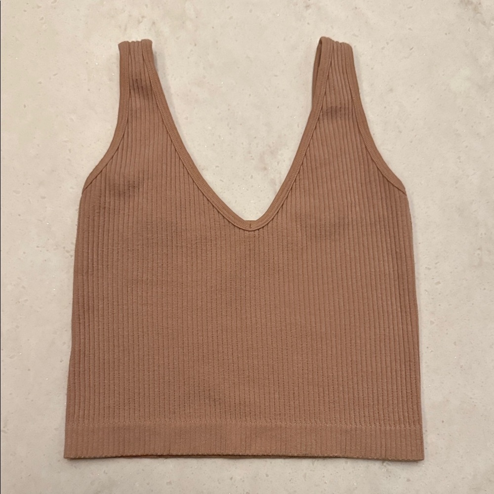 Free People Ribbed Brown Tank Top